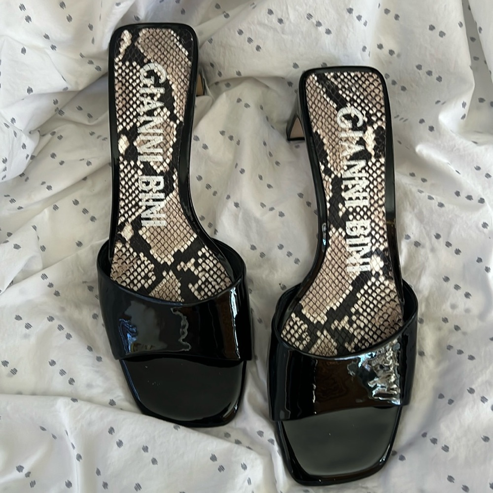 Black patent GIANNI BINI mules slides